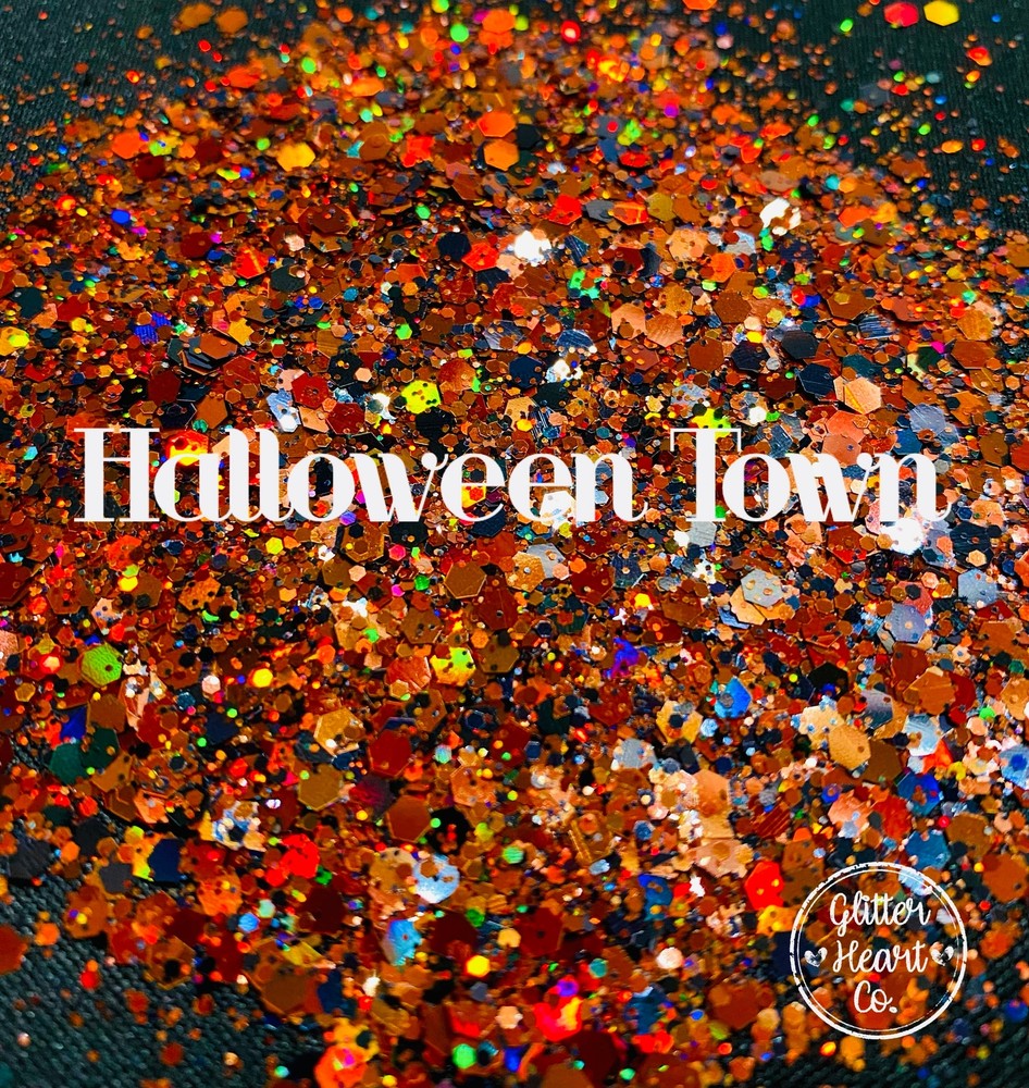 Premium Polyester Glitter - Orange Black Halloween Mix