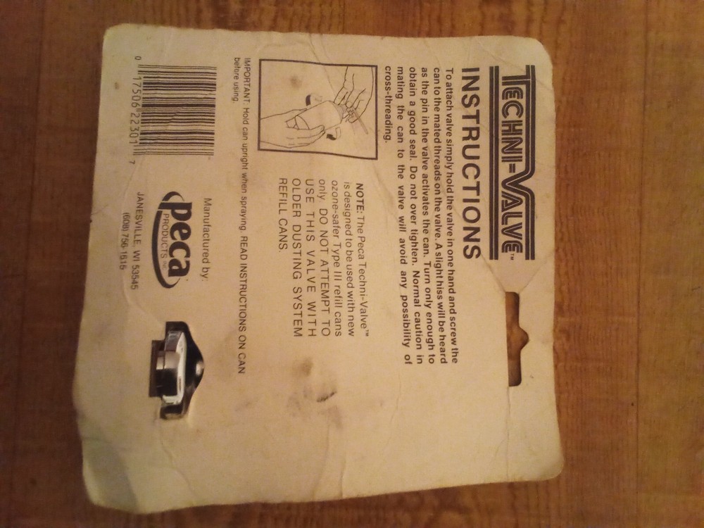 PECA Techni-Valve for Type III Compressed air duster cans
