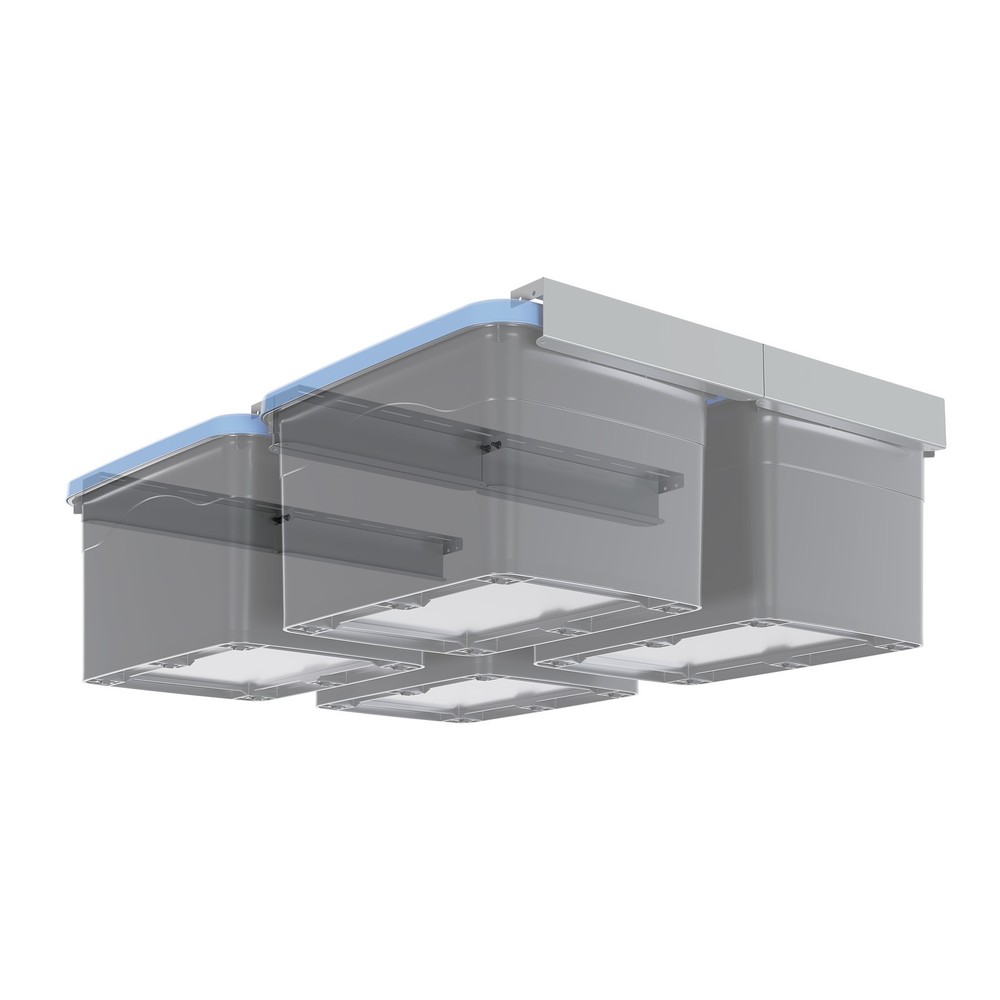 Gray 4-bin Overhead Garage Storage Rack Powder Coated Ceiling Storage Racks