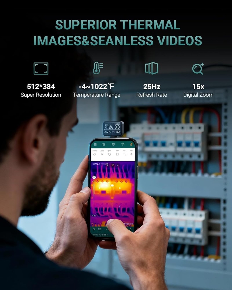 Super Resolution 512×384 Infrared Thermal Camera Android Image Camera