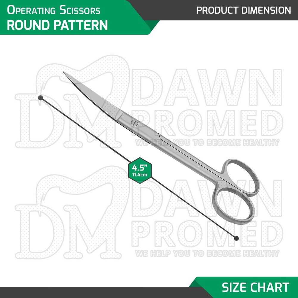 3 Pcs Operating Scissors 4.5" Curved Sharp Sharp Round Pattern Surgical Set