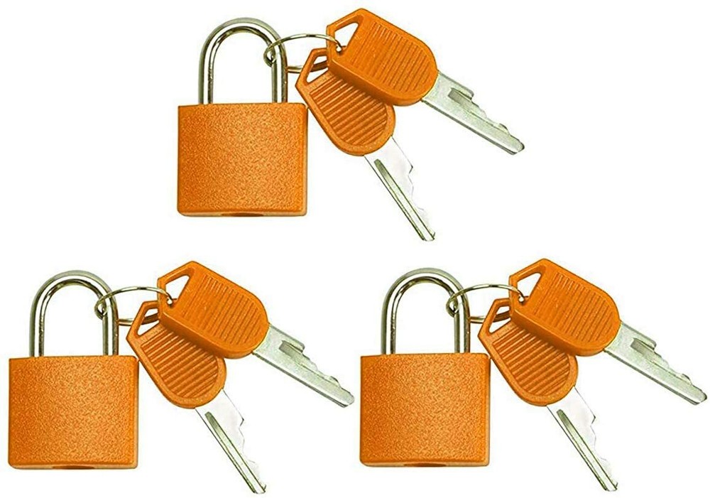 Small Mini Durable ABS Cover Solid Brass Body Individually Keyed Padlock 3pc Orn