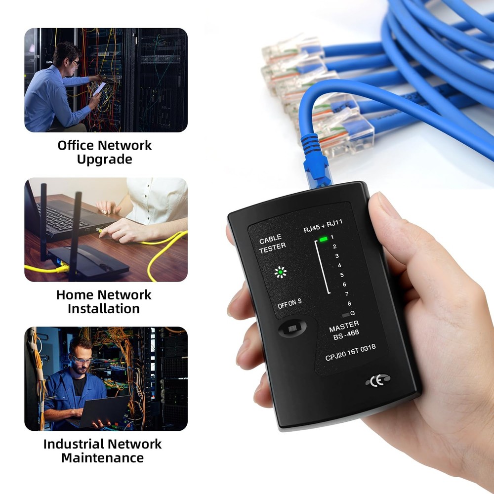 Mcbazel Ethernet Cable Tester - RJ45 RJ11 Network Tool for Black