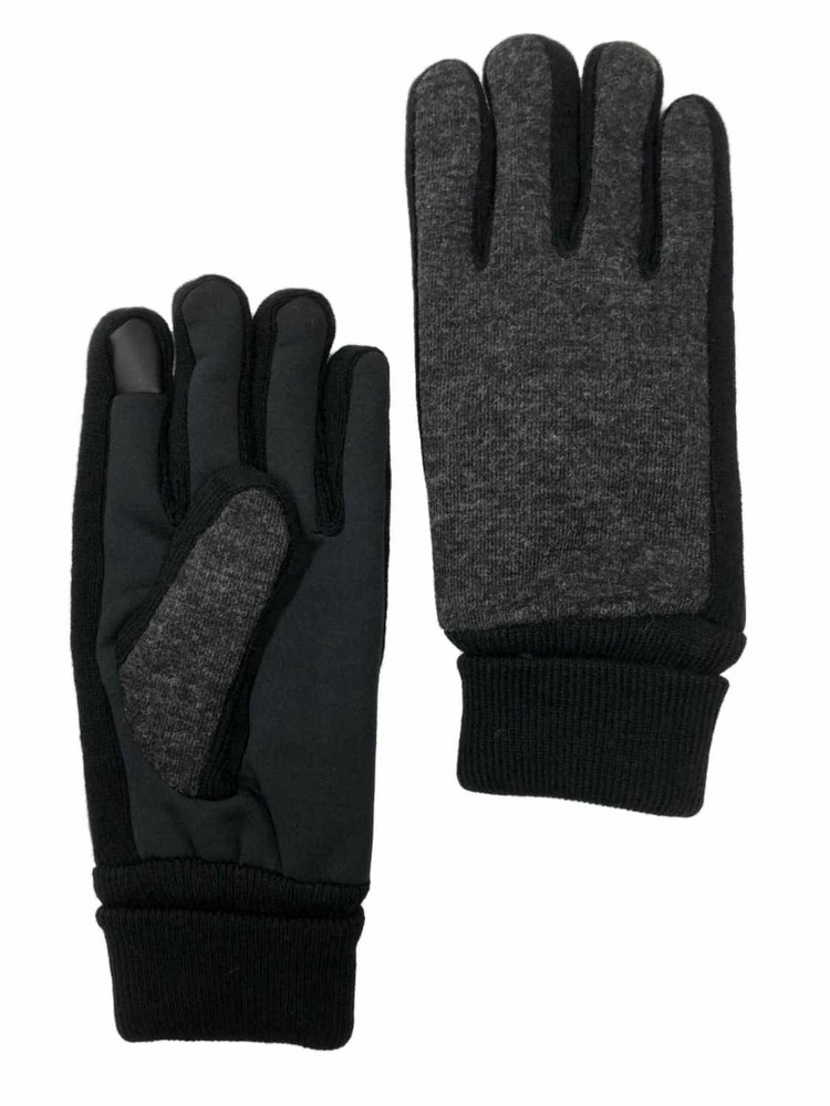 Levis Mens Cuffed Gray Knit Intellitouch Text & Tech Touchscreen Gloves