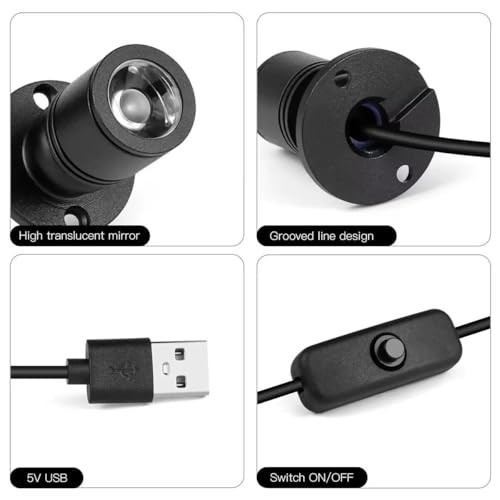 USB Powered Mini Spotlights for Displays 2-Pack – 5V Small LED 2PACK Warm Light