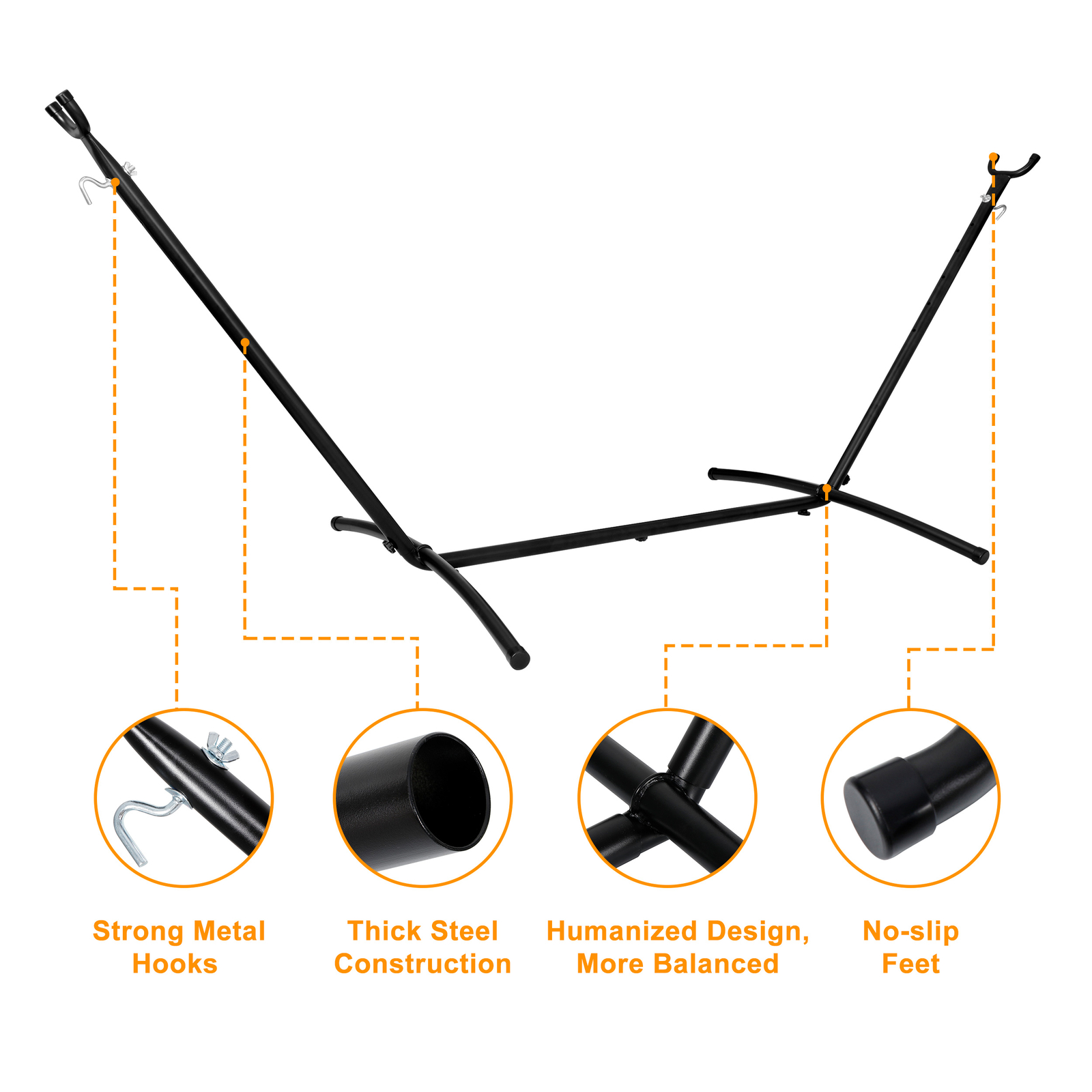 620lbs Capacity Steel Hammock Stand Adjustable Hooks 9FT 2 Person w/Carrying Bag