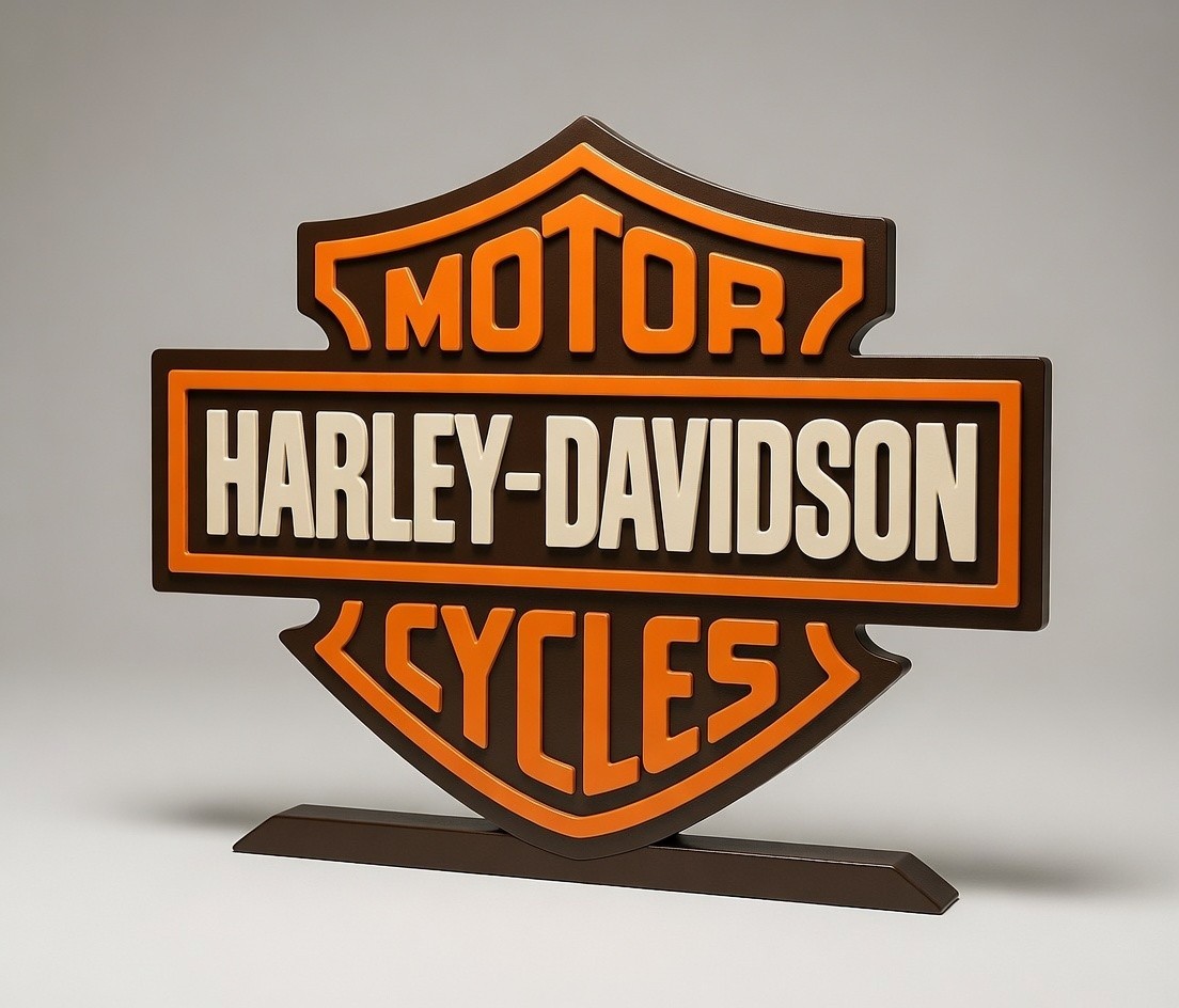 Harley-Davidson Motorcycles 3D Logo Display. Freestanding Tabletop Sign.