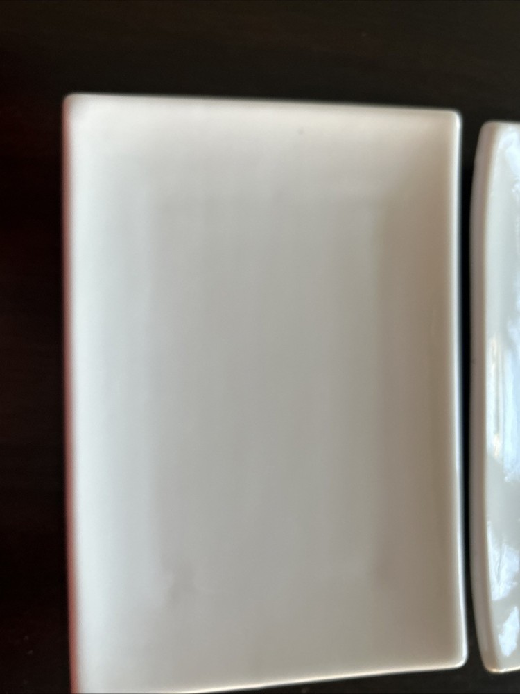 Pier 1 White Rectangular Ceramic Small Appetizer Salad Plates 8.5”x 5.5"