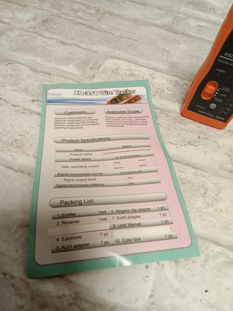 XQ-350 Multi Purpose Communication Network Wire Tracker @F2