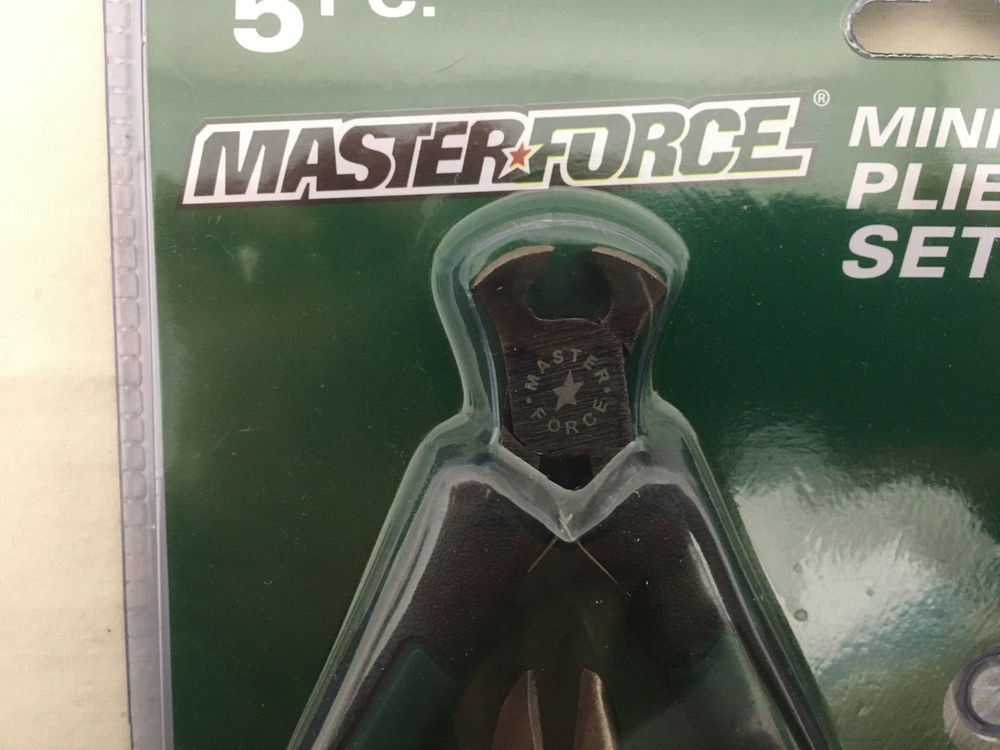 (1) NEW Masterforce 5-pc Mini Pliers Set - End Nipper/Diagonal/Bent/Long/Needle