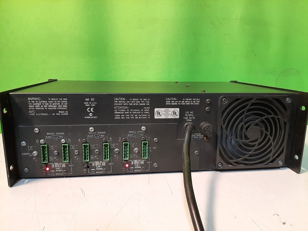 RANE MA 6S Bridgeable Pro Audiophile Multi-Channel Amplifier
