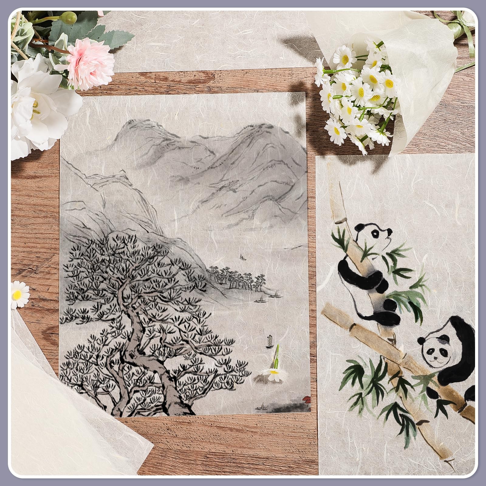 60 Sheets Mulberry Paper 8.5 x 11, Rice Paper Handmade Decoupage Sheets for