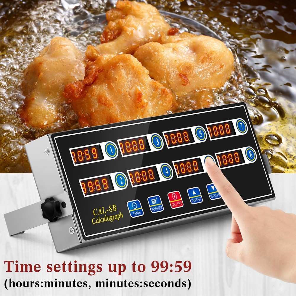 1 Pack Commercial 8 Channel Digital Kitchen Timer, Multi-Countdown Timer with...