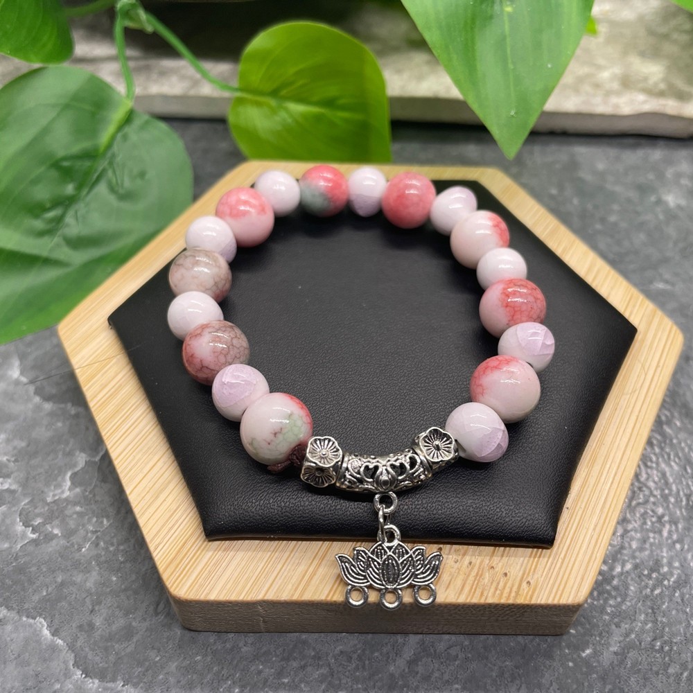 Handmade Ceramic Bead Beaded Stackable 7” Plus Stretch Bracelet New B503