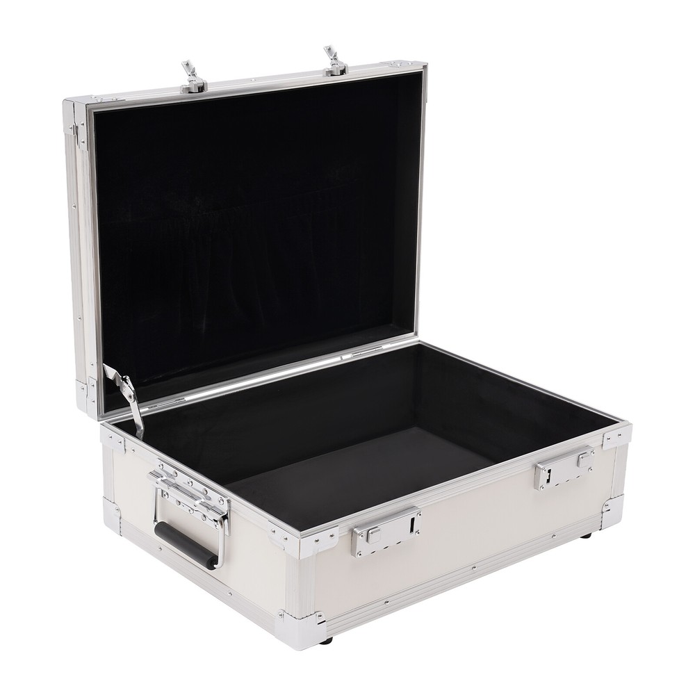 Large Portable Locking Storage Box for Filing Letters & Documents w/Lock Silver
