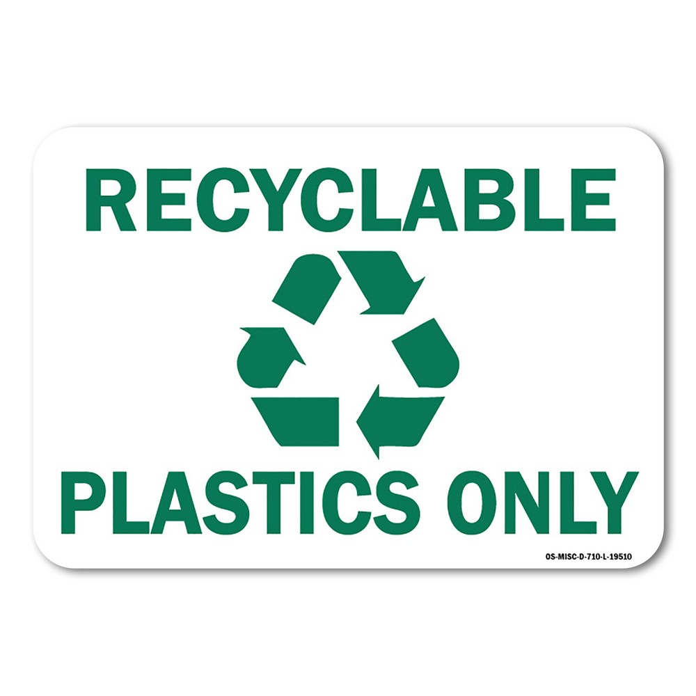 Recyclable Plastics Only with Graphic Sign Metal Plastic Decal