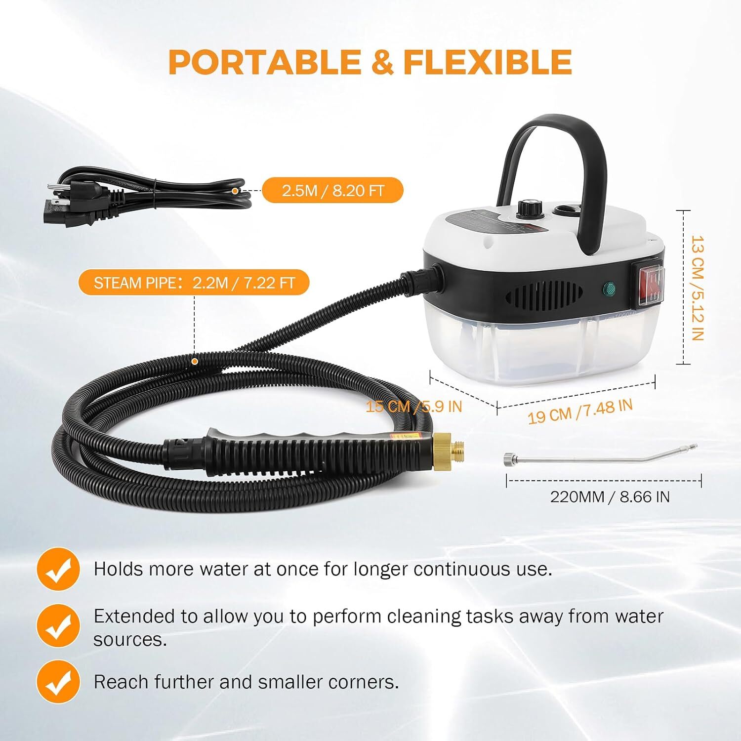 2500W Car Detailing Steamer High Pressure Handheld Steam Cleaner Household US