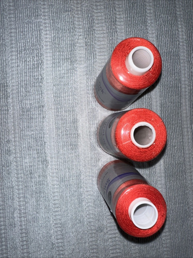 Coats Surelock 3 Spools 0128 Red Polyester Thread, Multi-purpose, 3000 Yds