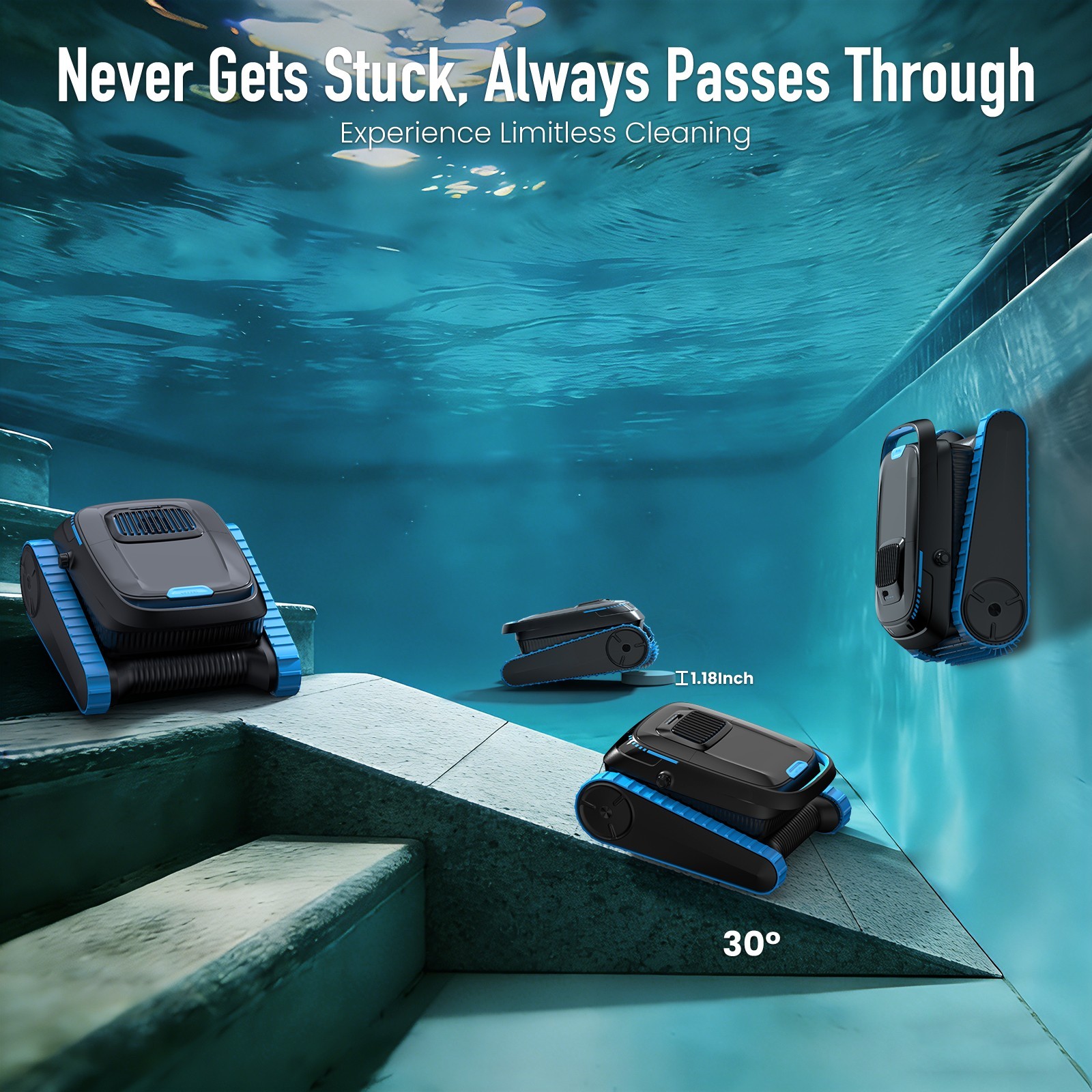 AIRROBO CP40 Cordless Robotic Pool Cleaner for Inground & Above Ground Pool APP