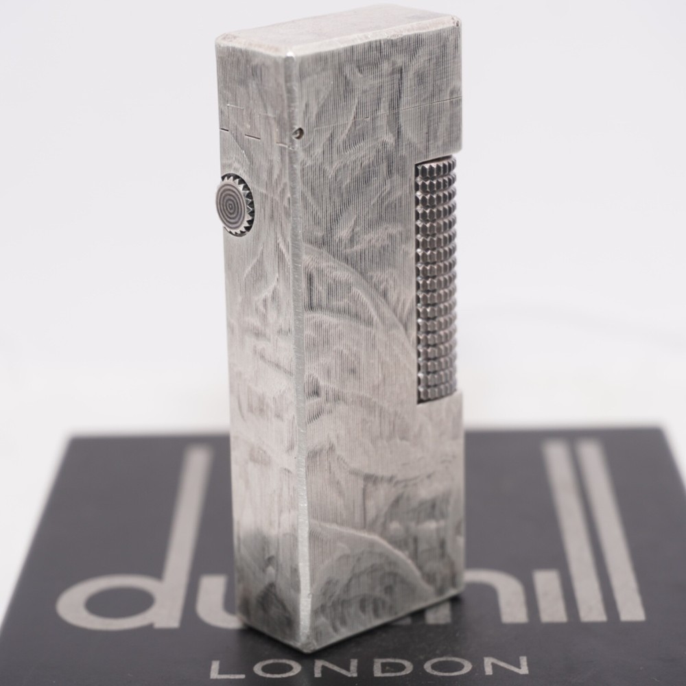 Dunhill Lighter Silver plate Silk Moire Pattern_Ultrasonically cleaned