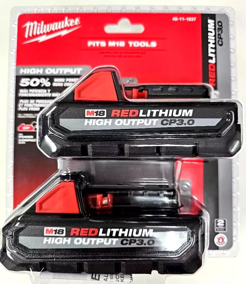 (2) GENUINE 18V Milwaukee 48-11-1835 3.0 AH Batteries M18 48-11-1837 High Output