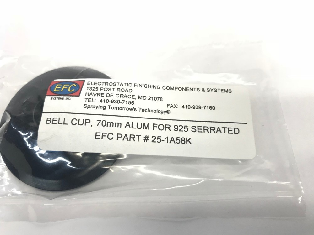 EFC Electrostatic Finish Components, 70mm Bell Cup #25-1A58K, Robot Sprayer
