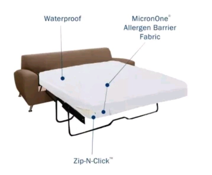 Cleanrest Pro Sofa Bed Mattress Encasement, Queen 60"x72"x4 To 7" Zip N Click