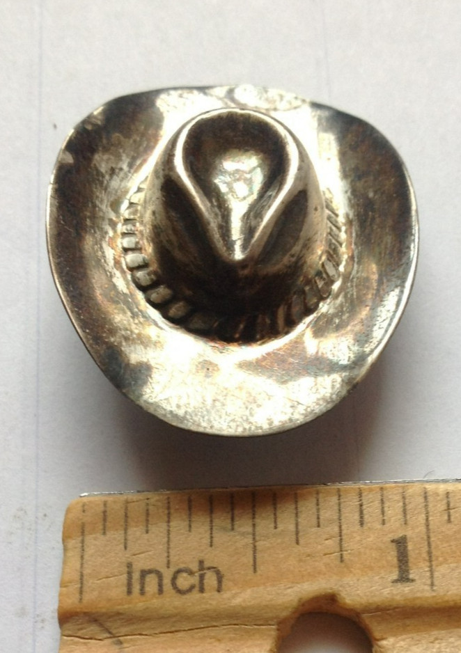 Sterling 925 Silver Cowboy Hat, Brooch Pin, Weighs 3.40 Grams Country Line Dance