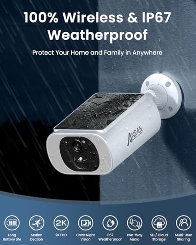 2K Cameras for Home Security Outside, Solar Security Cameras 4 Pack-White
