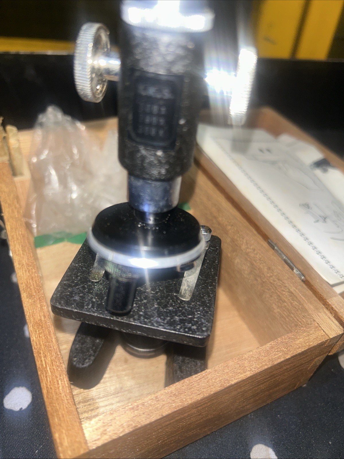 Vintage Y.K.S Microsope With Wood Box Made In Japan