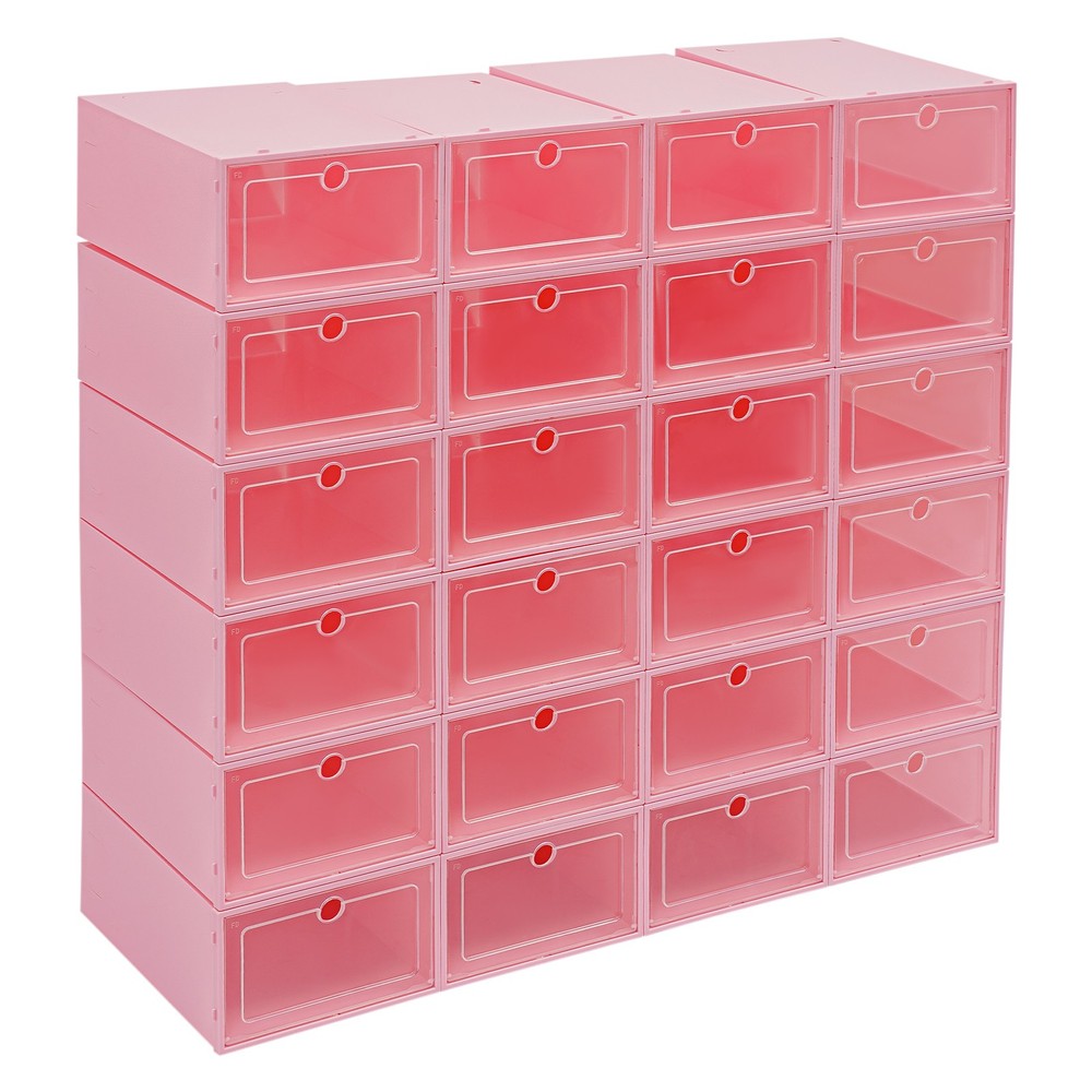 24 Pack Shoe Storage Boxes With Clear Flip Lid, Stackable Shoe Storage Organizer