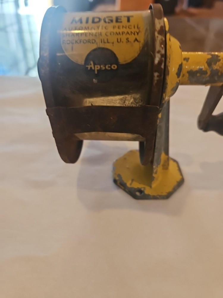 Vintage Apsco Yellow Midget Automatic Pencil Sharpener