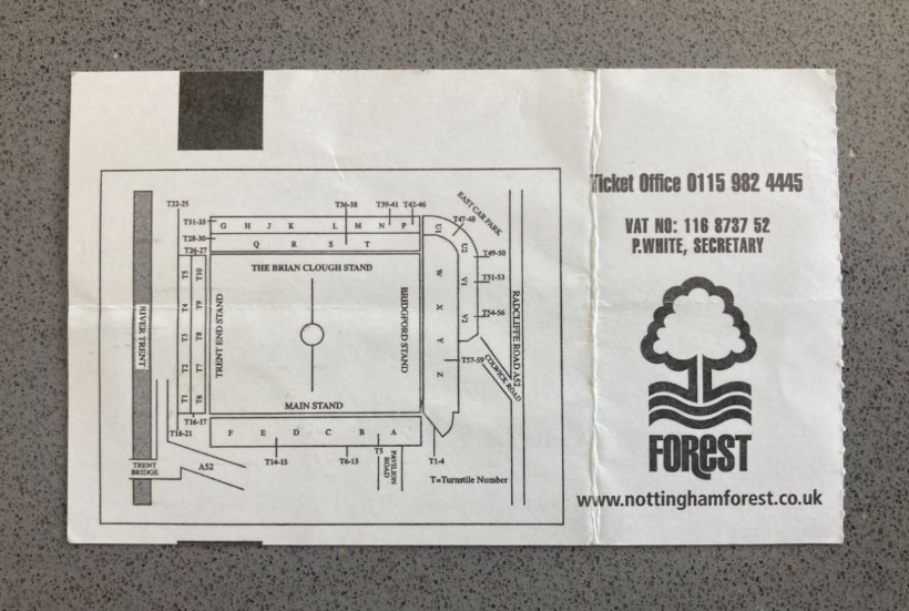 Nottingham Forest v Crystal Palace 2000-01 Match Ticket
