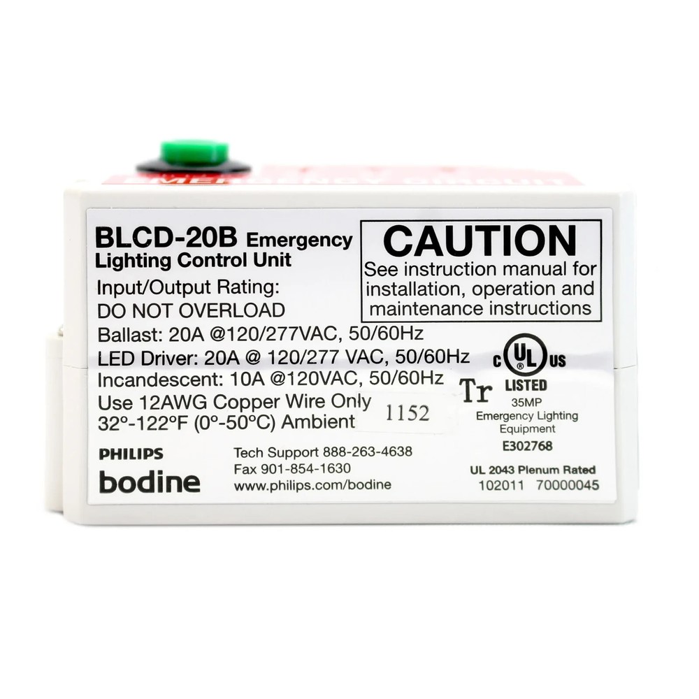 Philips Bodine Emergency Lighting Control Unit BLCD-20B - 120/277VAC