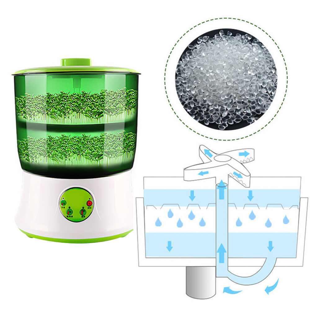 2-Layer Automatic Bean Sprout Maker Household Bean Sprouts Machine 360 Sprinkler