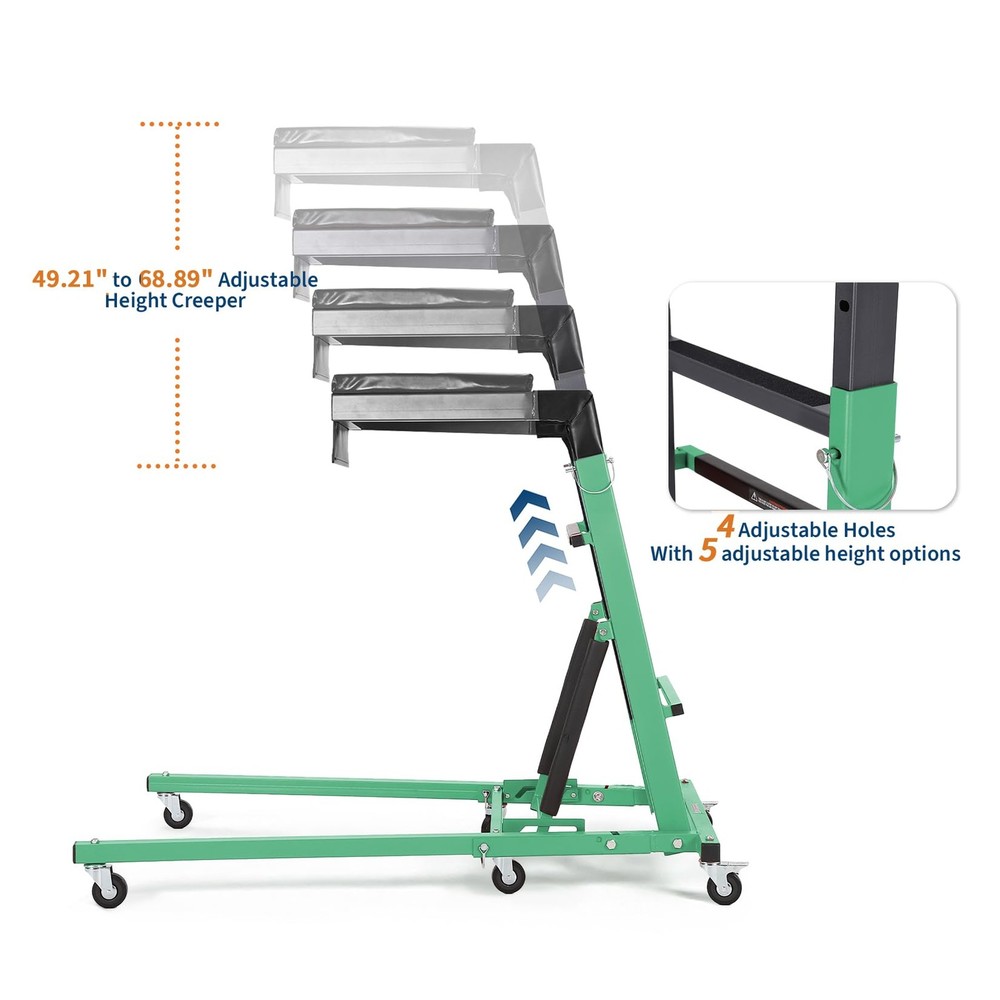 Automotive Topside Creeper 400LBS Adjustable Height Movable w/ 4 Wheels Foldable