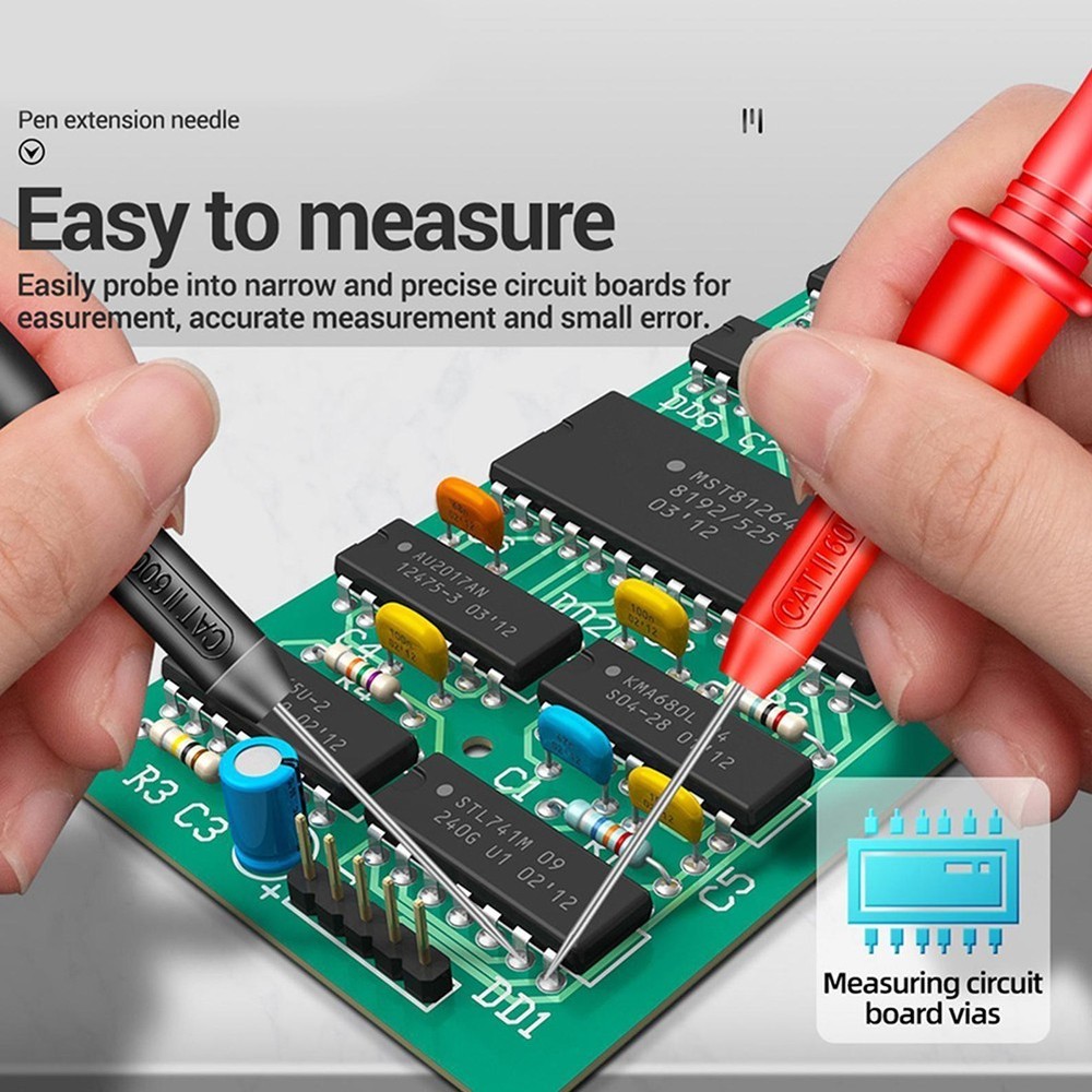 2 Pcs Multimeter Test-Lead Extension Back Probe Tip Needle Micro-Needle New