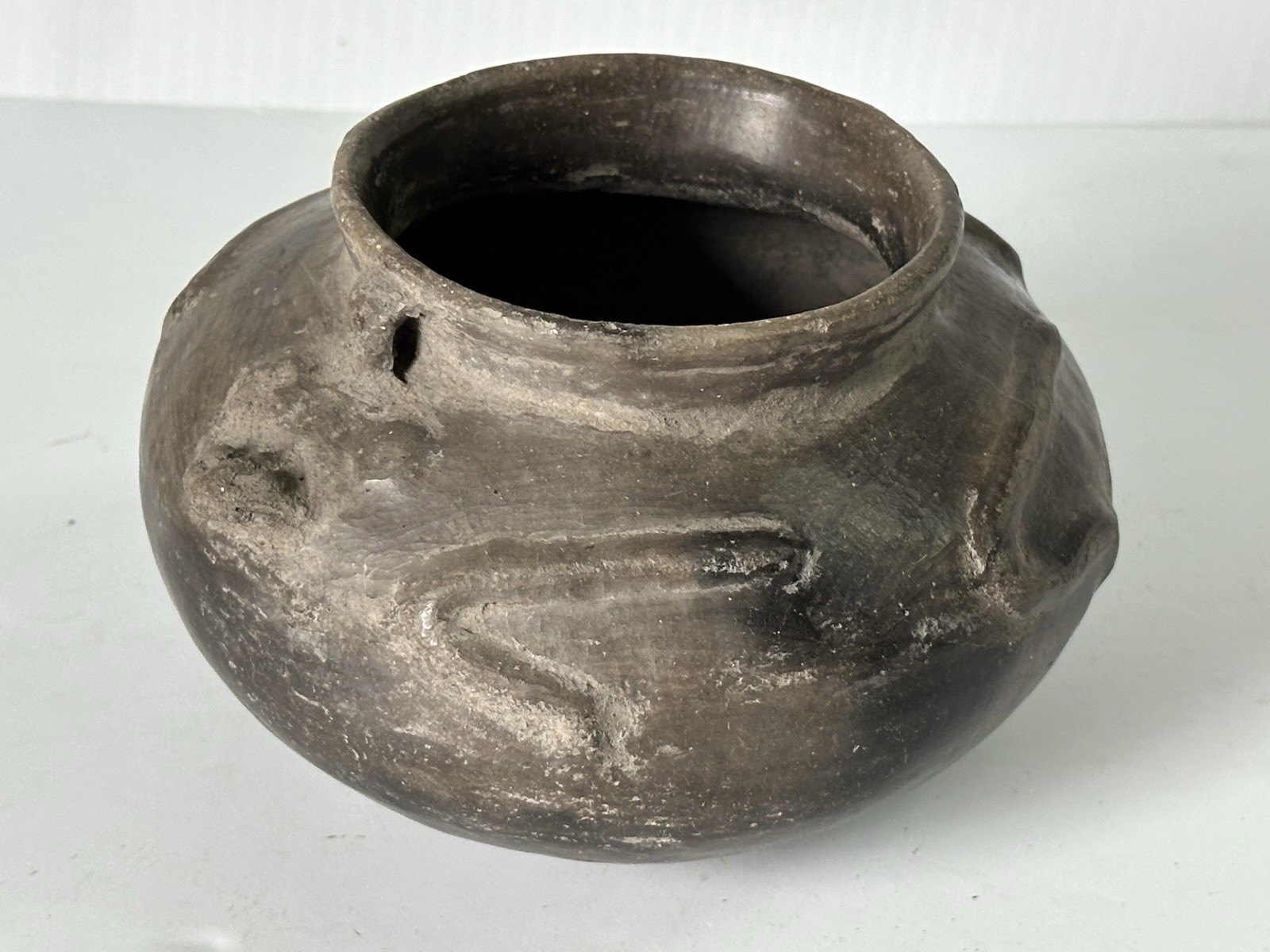 RARE FROG EFFIGY POTTERY BOWL, PEMISCOT CO. MISSOURI POT, EX GANT, FITZGERALD