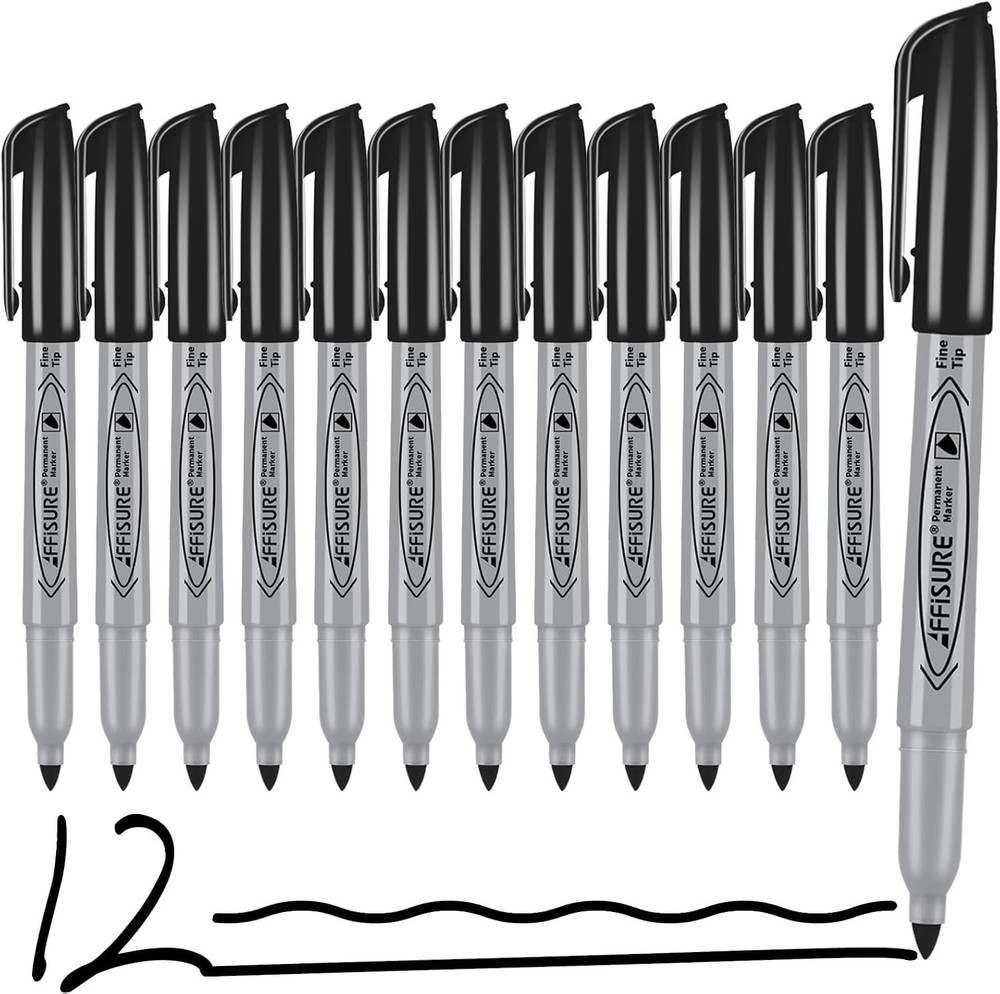 Permanent markers, 12 packs permanent markers bulk, quick drying in one secon...