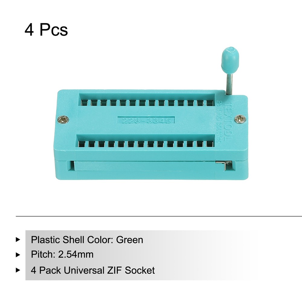4 Pack Universal IC Test ZIF Socket 28 Pin 2.54mm Pitch