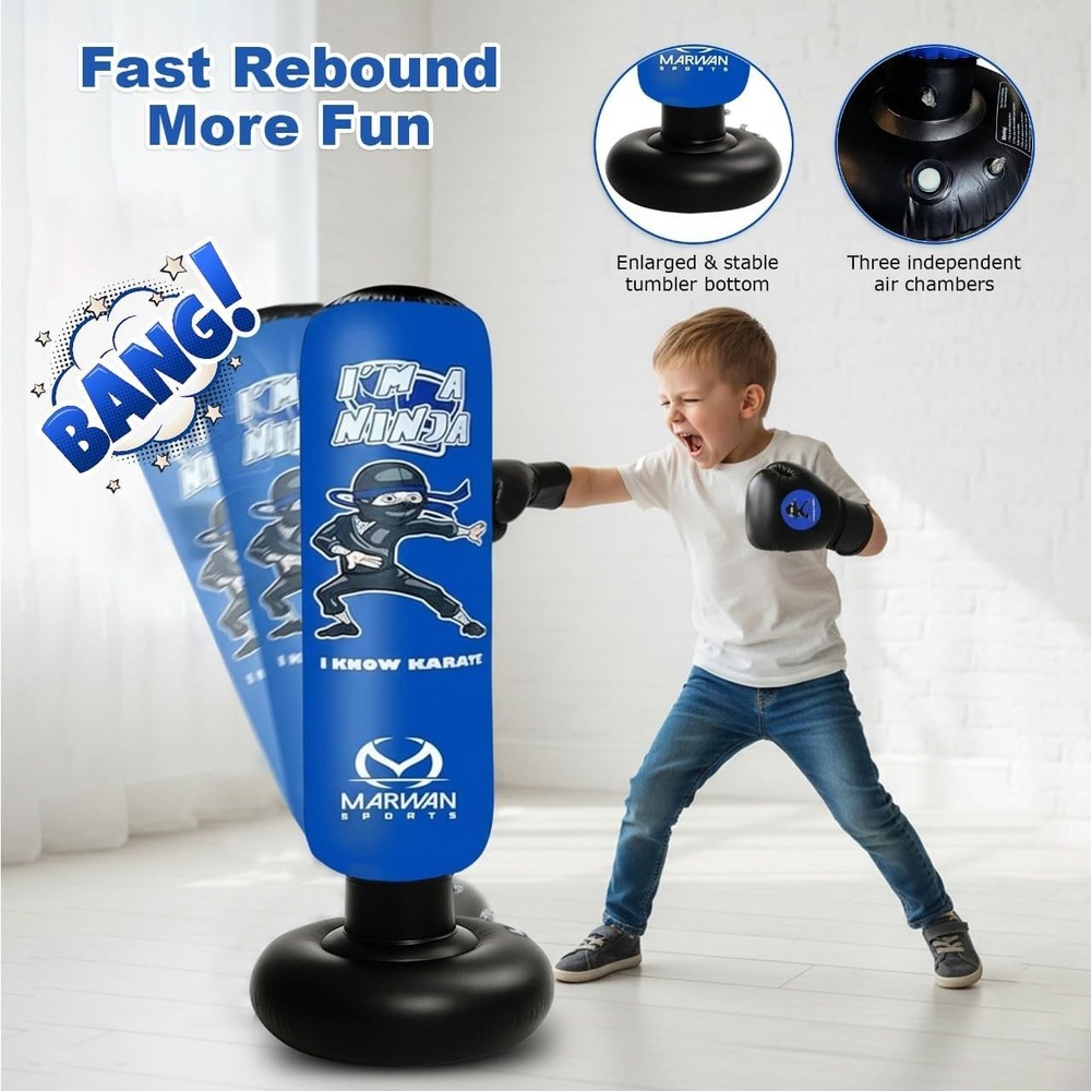 Kids Inflatable Punching Bag - 5-in-1 Set