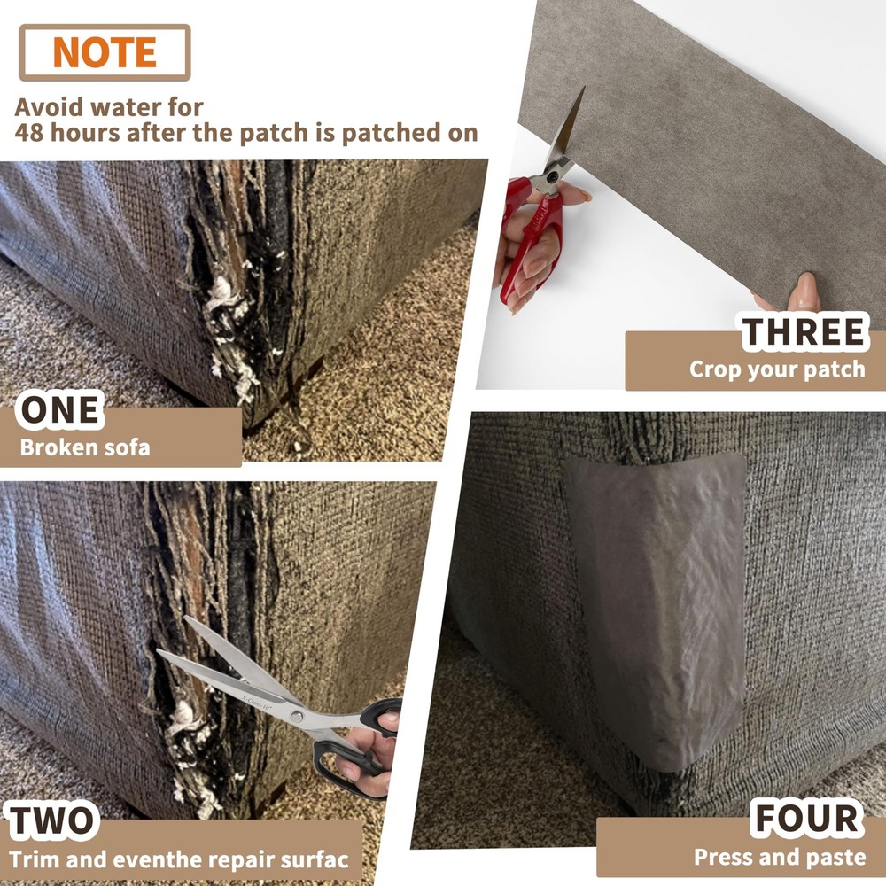 Azobur Sofa Fabric Repair Patch, Oversized Microfiber 9.5" x 40"-1 PCS, Gray