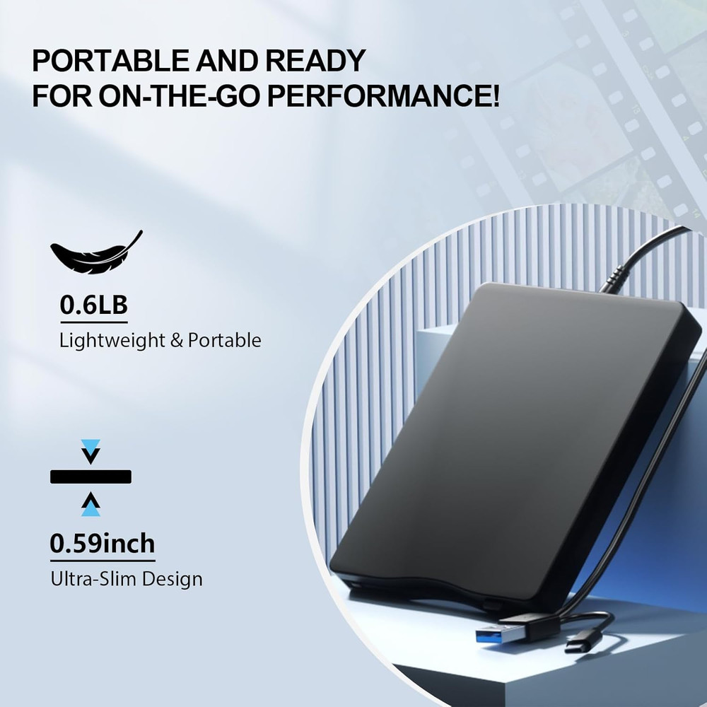 Floppy Disk Reader, 3.5 Inch External Floppy Disk Drive with USB Type-C, Portabl