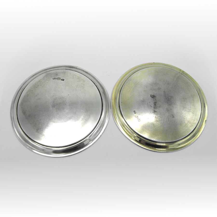 Engine Turned Saucers Pair Russian 84 Silver 1873 Moscow
