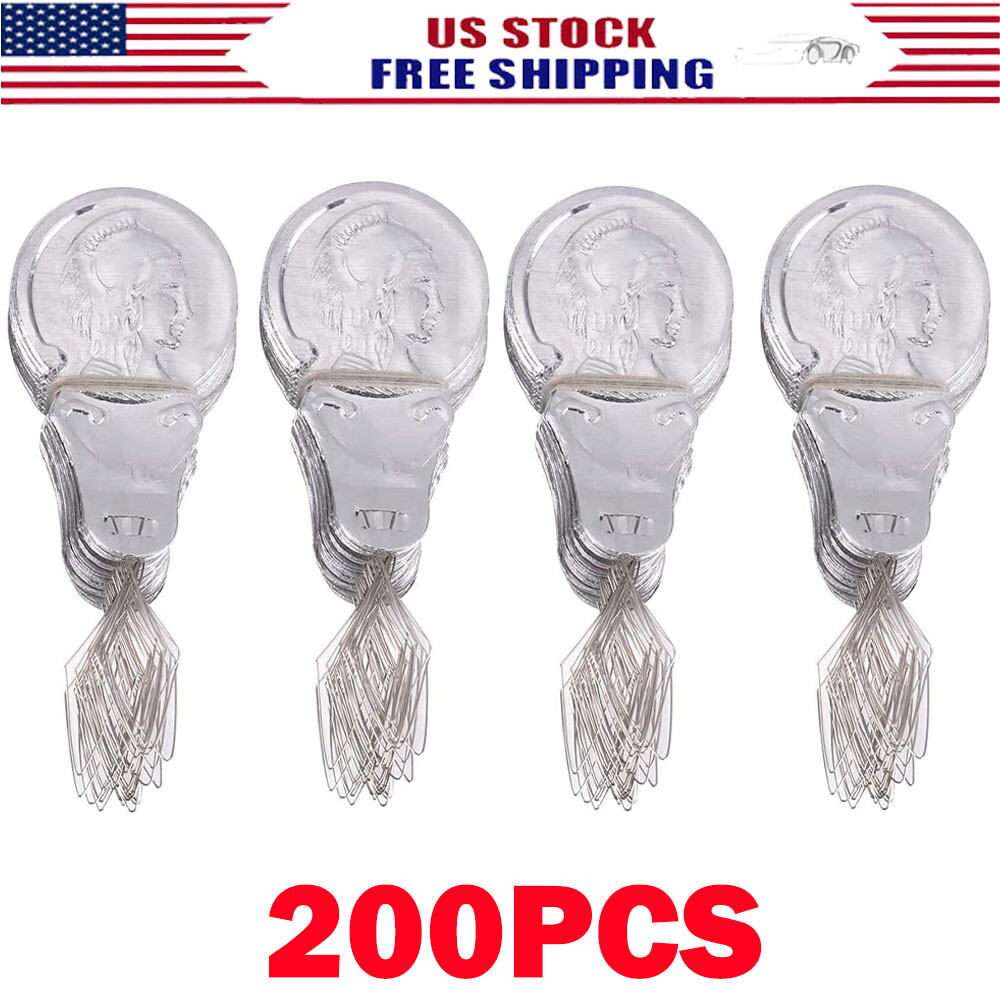 200pcs Metal Wire Needle Threader Silver Hand Sewing Stitch Insertion Tool 1.7"