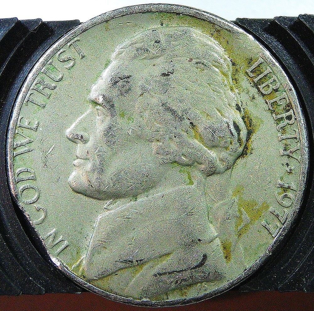 1977 P Jefferson nickel error, small clip