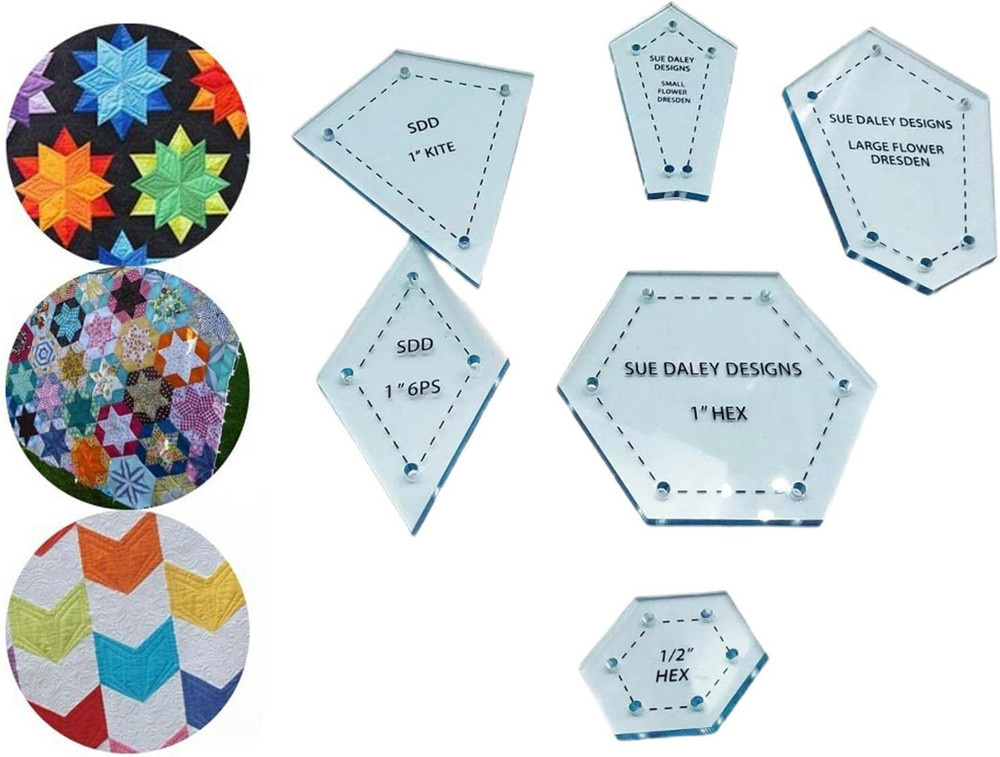 300Pc ASSROTED Acrylic TEMPLATES Quilting Patchwork Piecing Craft for Sewing