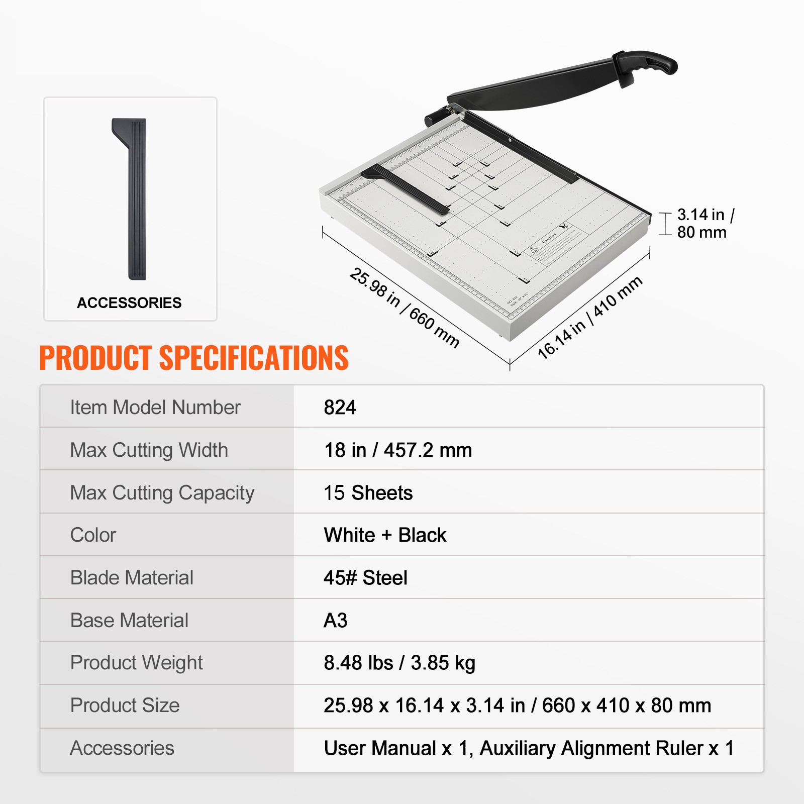 Uimoso Paper Cutter Guillotine Trimmer 18" 20 Sheets Cutting Capacity Metal Base