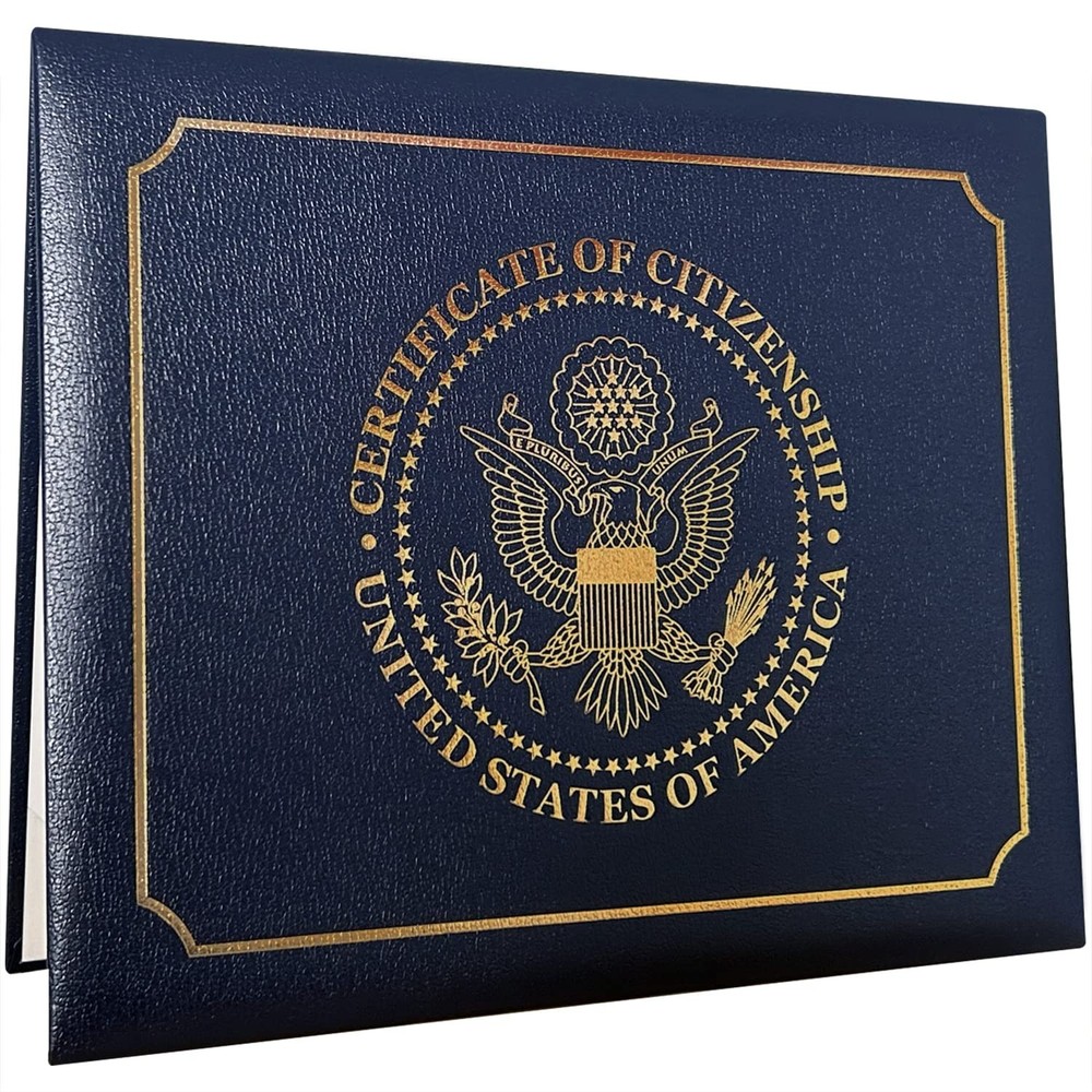• US Citizenship Certificate Holder • Naturalization Document & Gift • Navy Blue