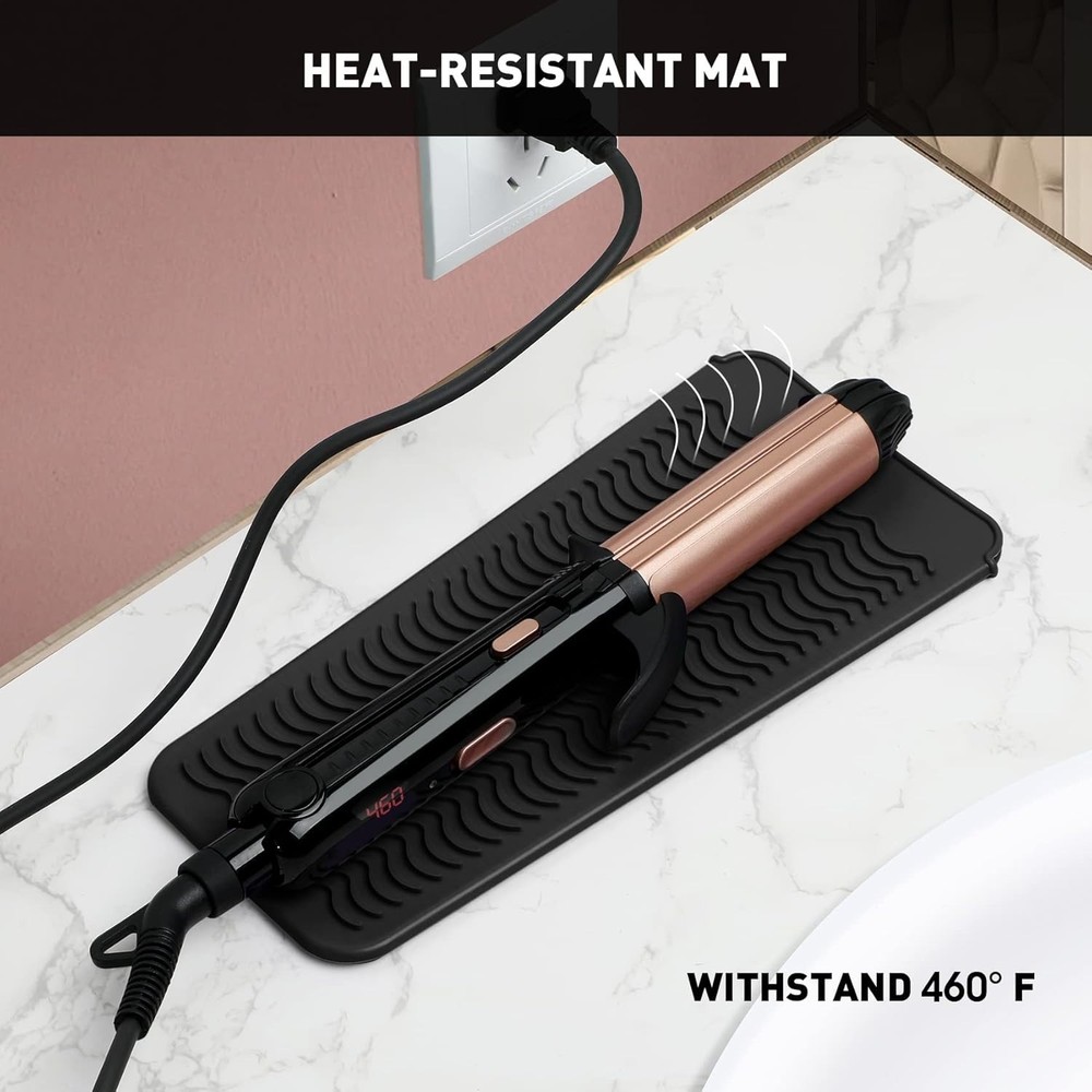 Compact Black Silicone Mat Pouch for Styling Tools – Protect Your Surfaces
